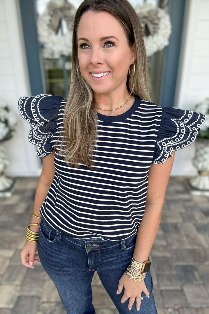 Pretty Does It Stripe Top - Navy