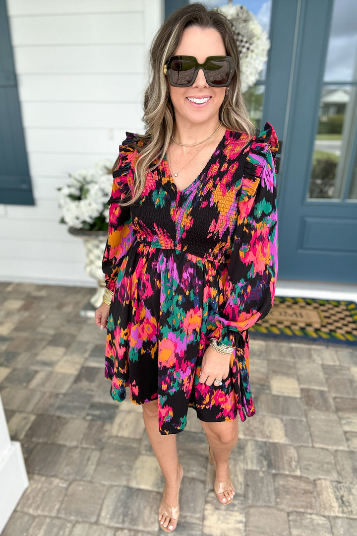 Ruffle Short Girl Of Fire Dress - Black