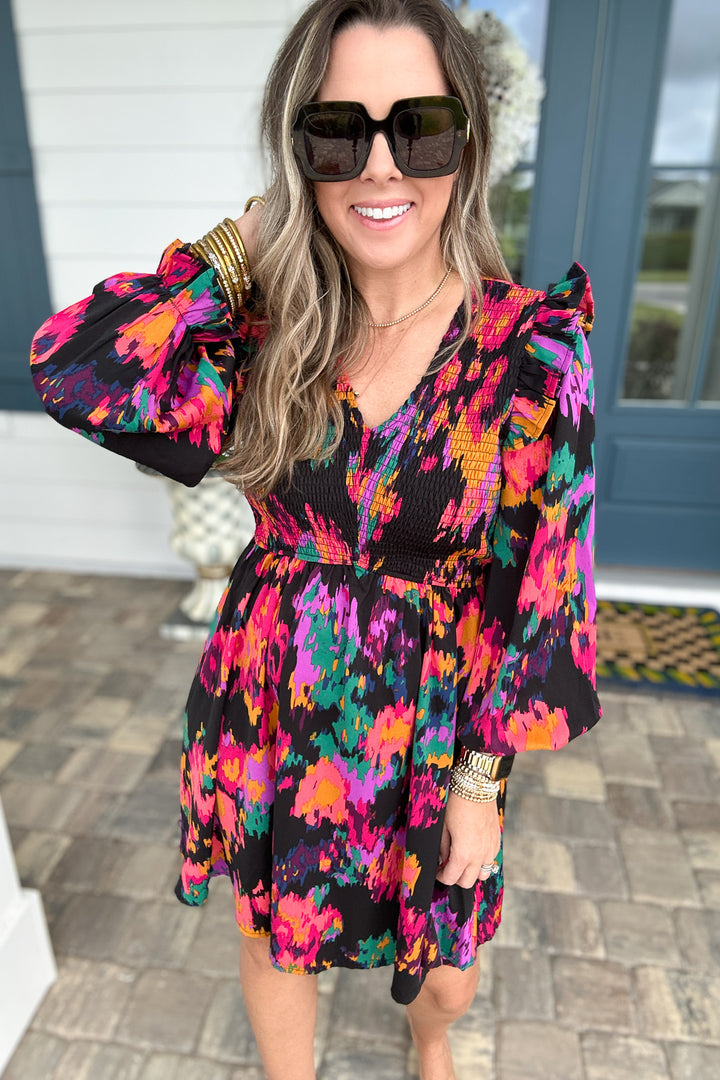 Ruffle Short Girl Of Fire Dress - Black