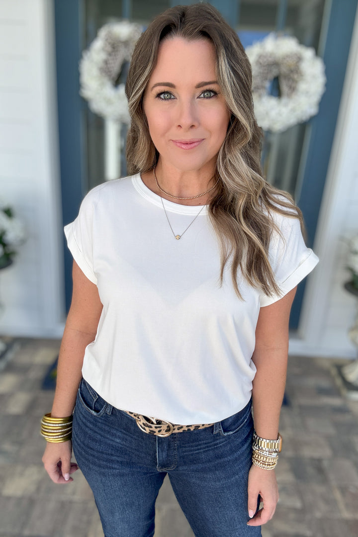 Tara Modal Short Sleeve Top - Off White