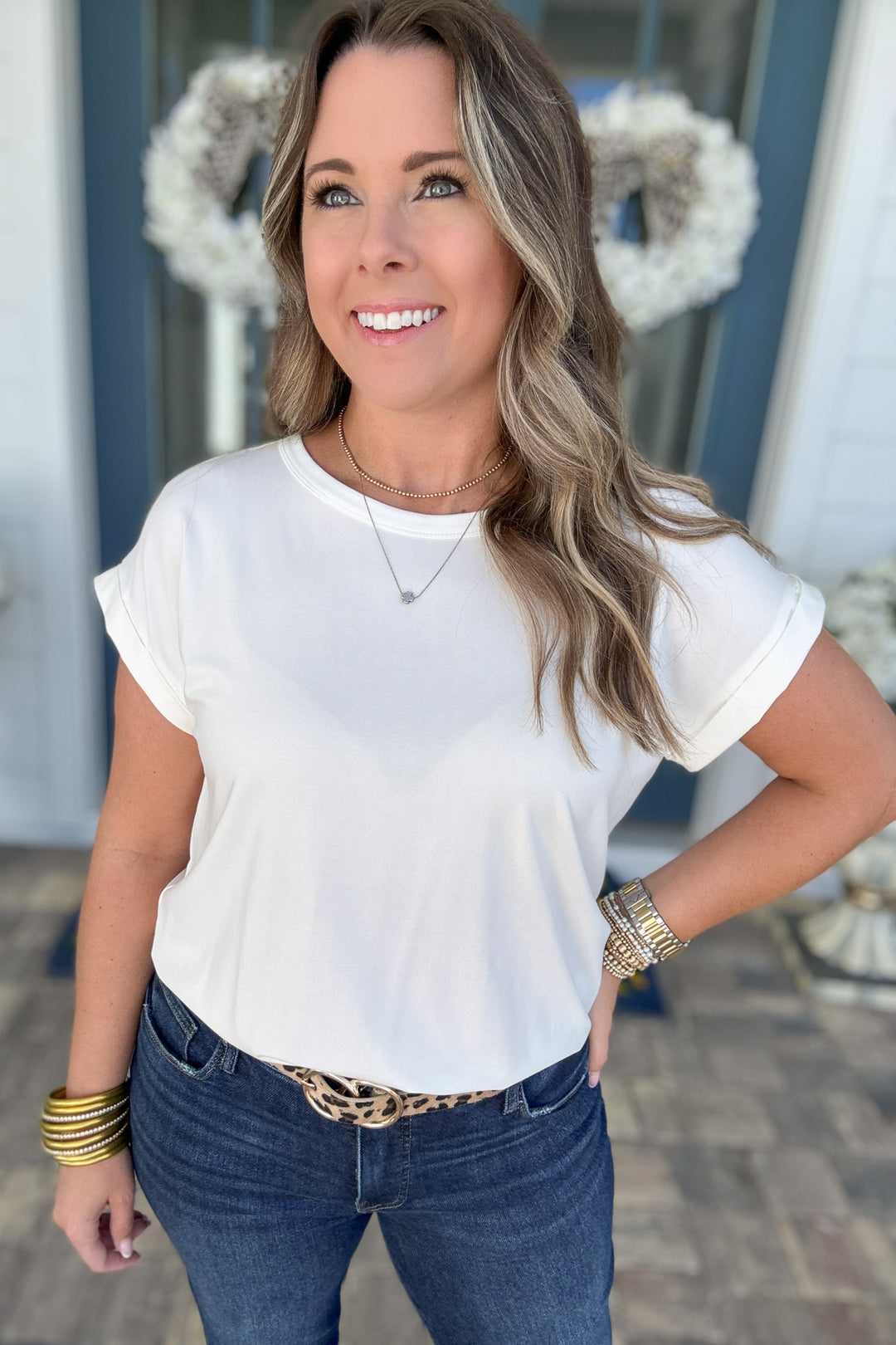 Tara Modal Short Sleeve Top - Off White