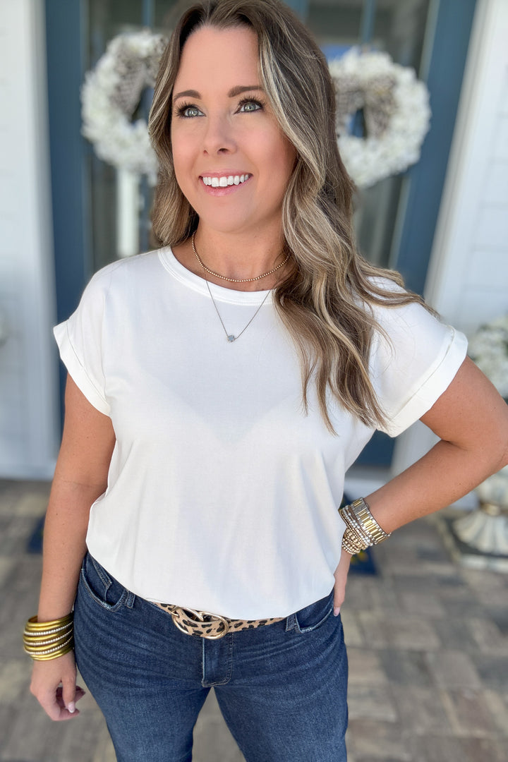 Tara Modal Short Sleeve Top - Off White