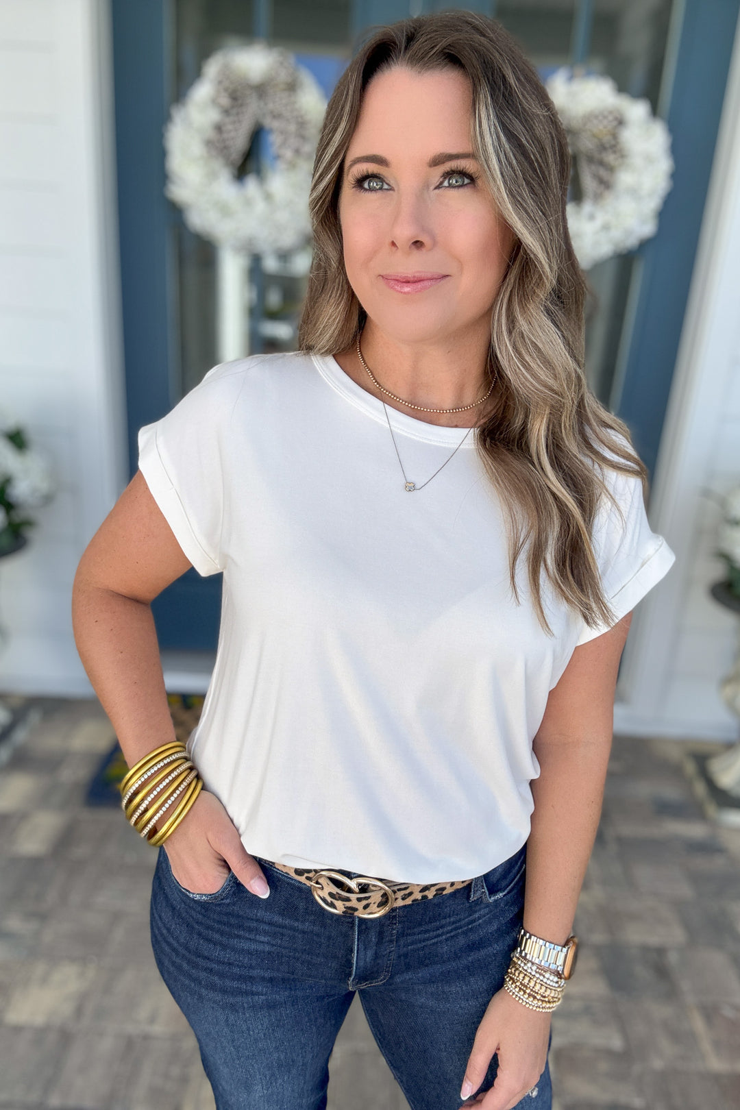 Tara Modal Short Sleeve Top - Off White