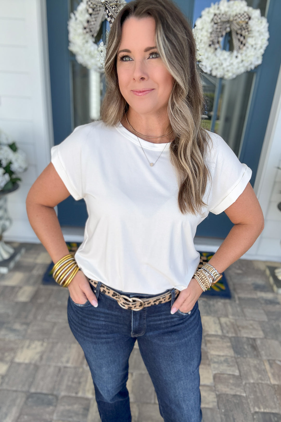Tara Modal Short Sleeve Top - Off White