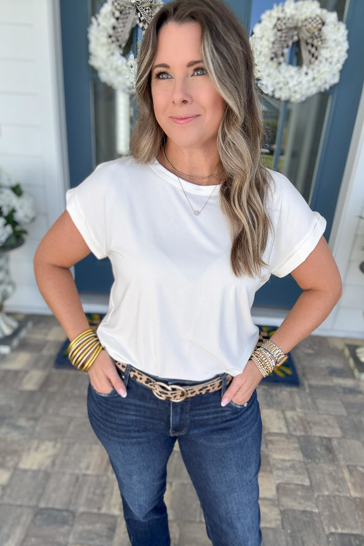 Tara Modal Short Sleeve Top - Off White