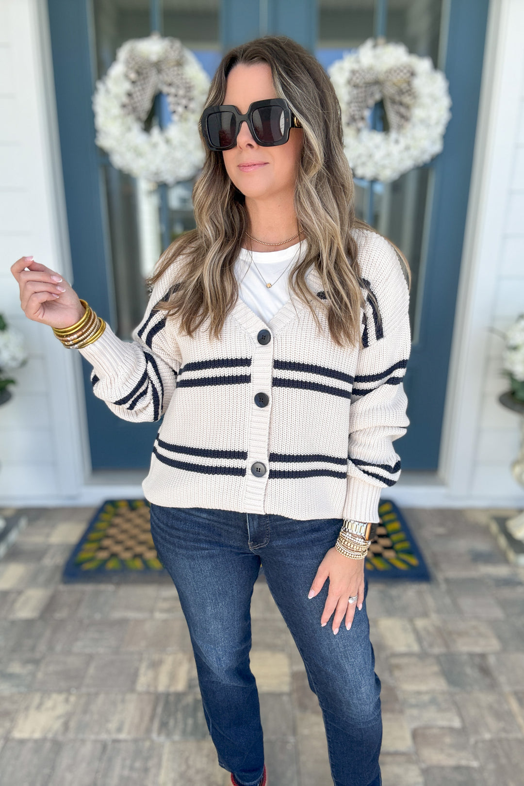 Z Supply: Boyfriend Striped Cardigan - Crystal