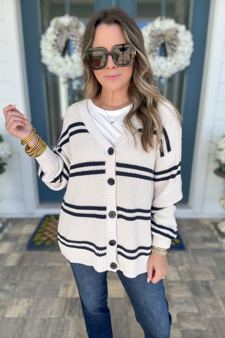 Z Supply: Boyfriend Striped Cardigan - Crystal