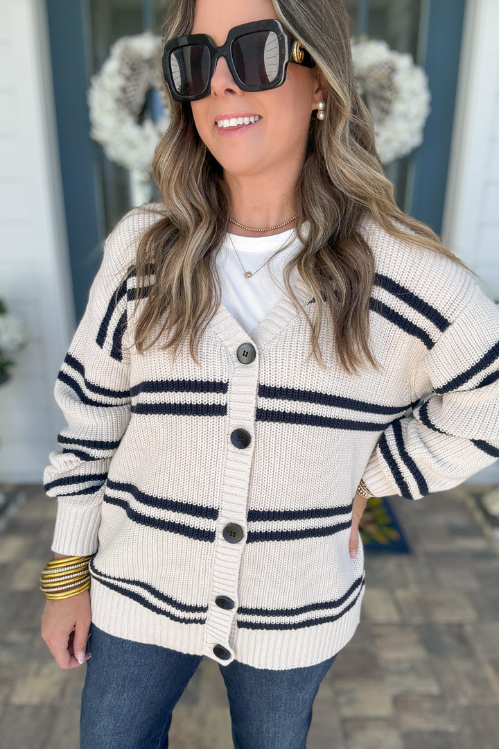 Z Supply: Boyfriend Striped Cardigan - Crystal