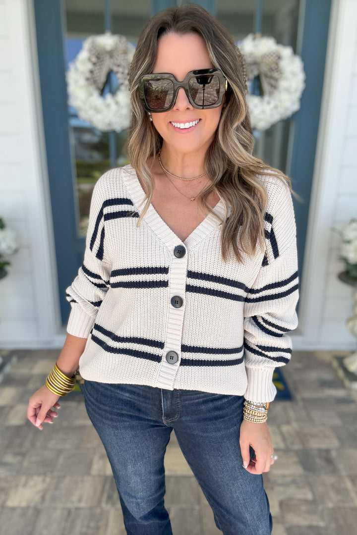 Z Supply: Boyfriend Striped Cardigan - Crystal