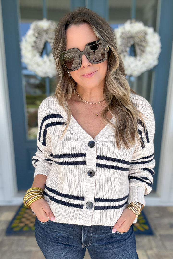 Z Supply: Boyfriend Striped Cardigan - Crystal