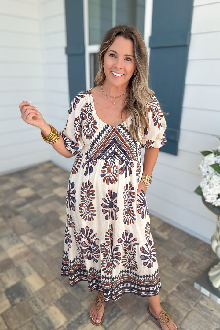 Autumn Bloom Midi Dress