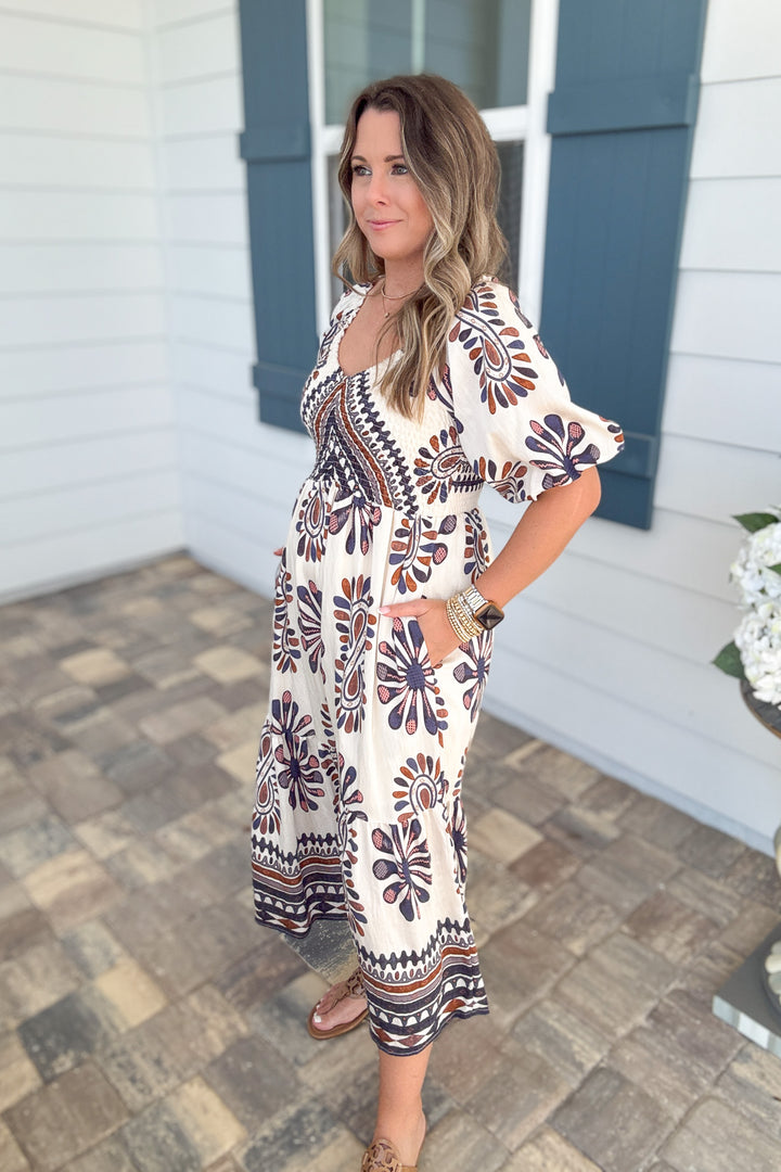 Autumn Bloom Midi Dress