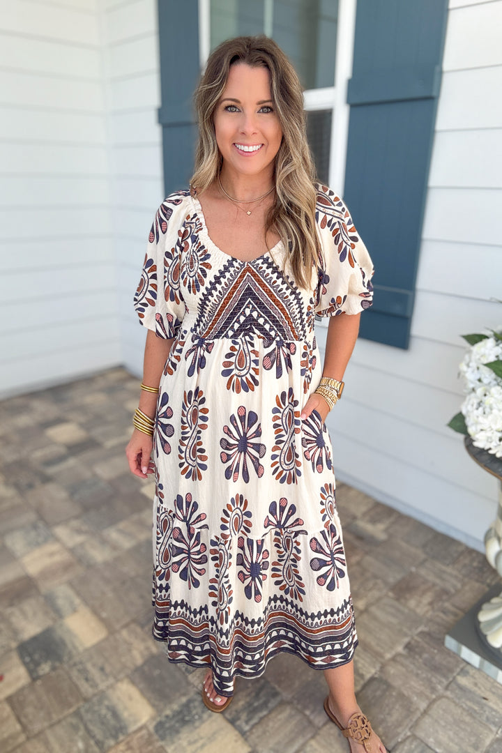 Autumn Bloom Midi Dress