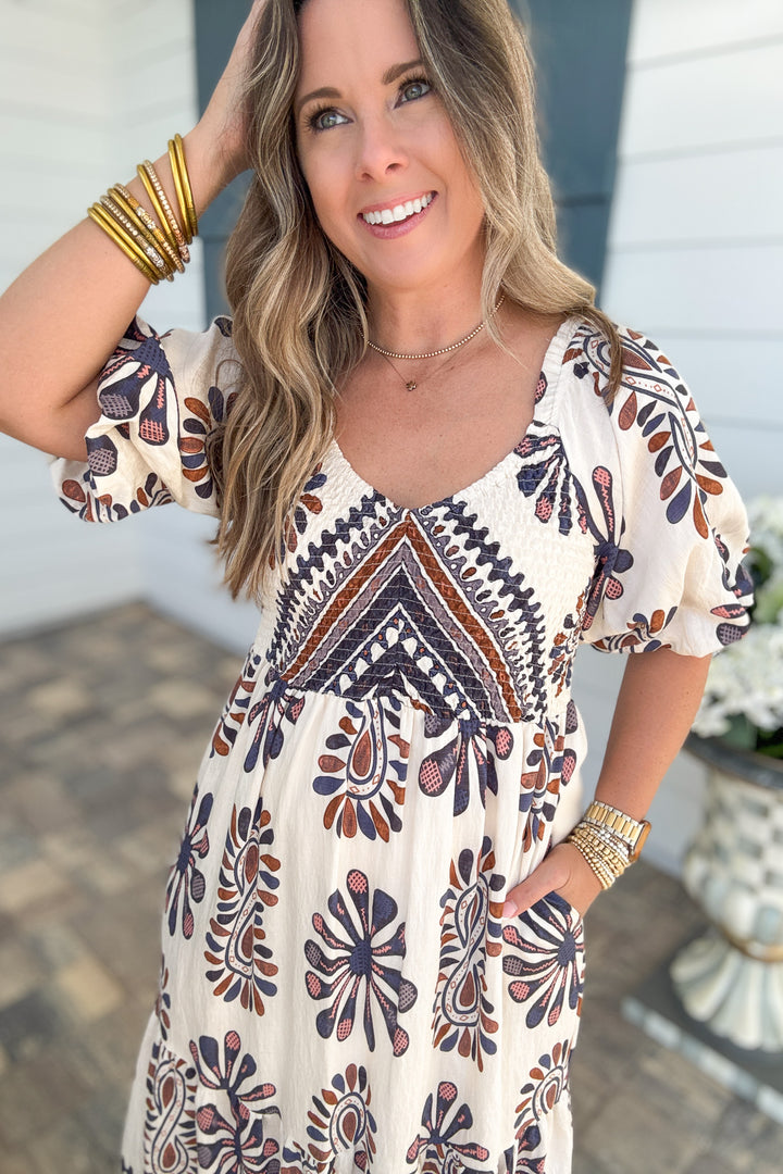Autumn Bloom Midi Dress
