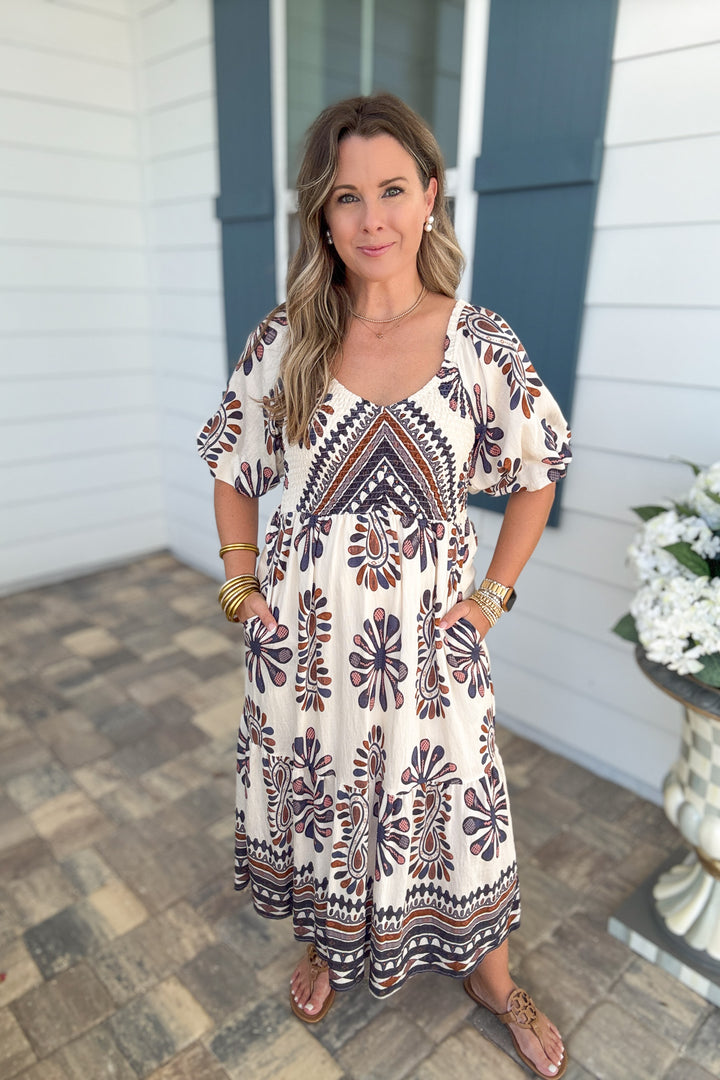 Autumn Bloom Midi Dress