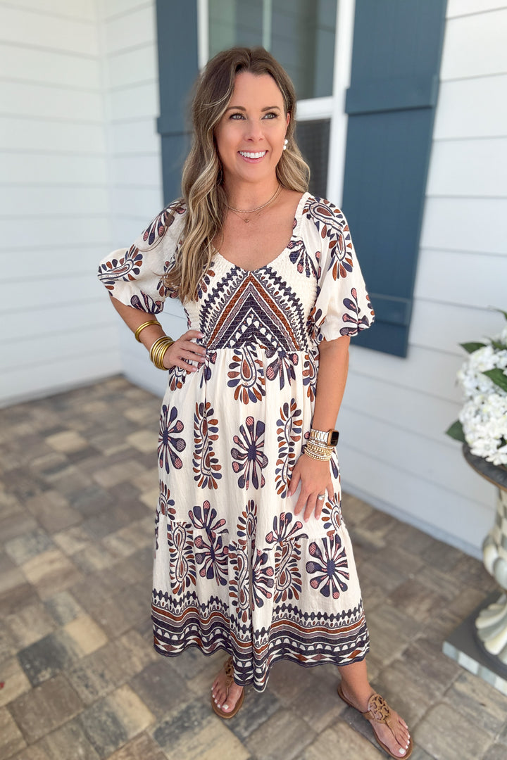 Autumn Bloom Midi Dress