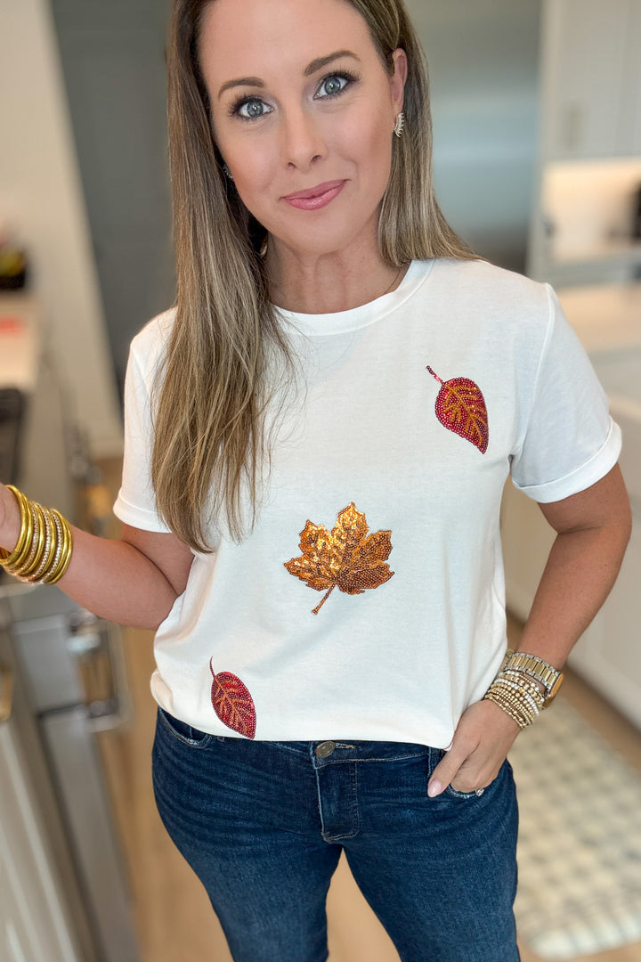 Sequin Leaves Tee