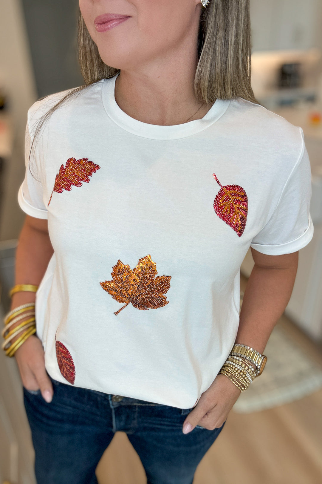 Sequin Leaves Tee