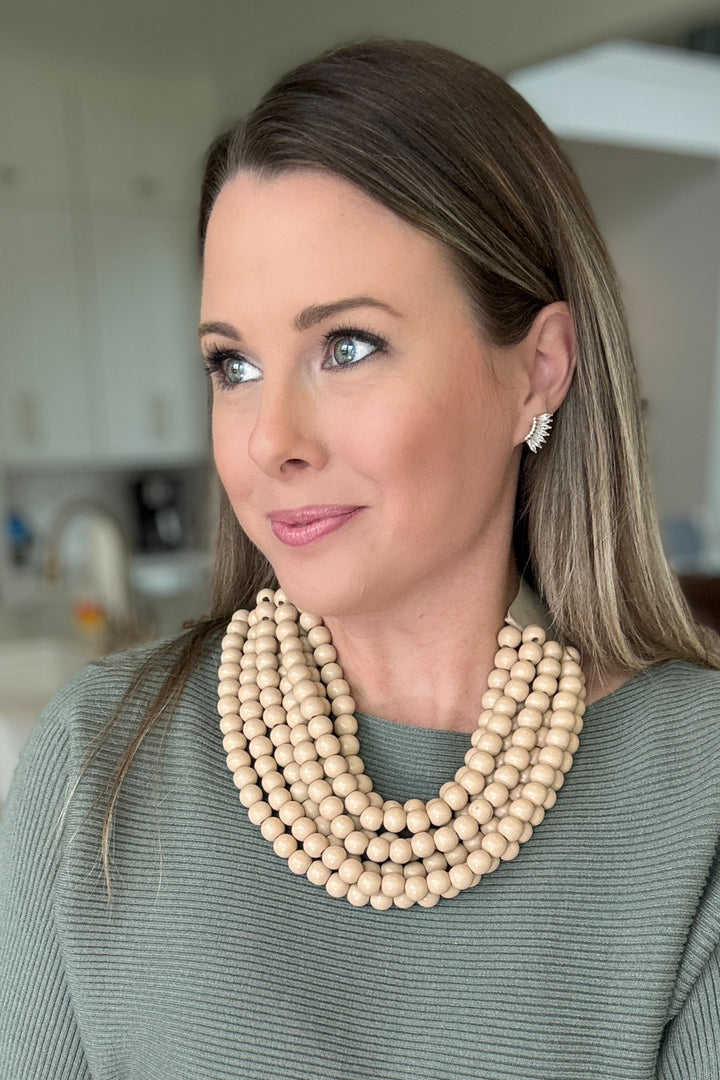 Taupe Chic Beaded Magnetic Necklace