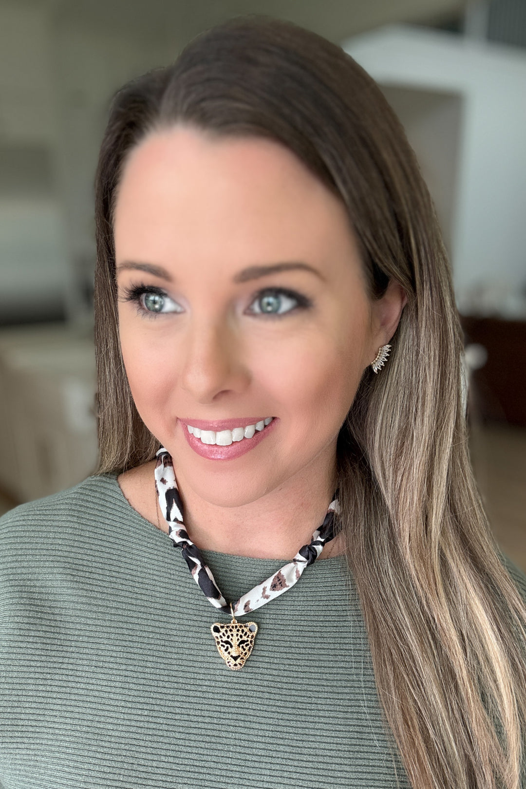 Jaguar Pendant Scarf Tie Necklace