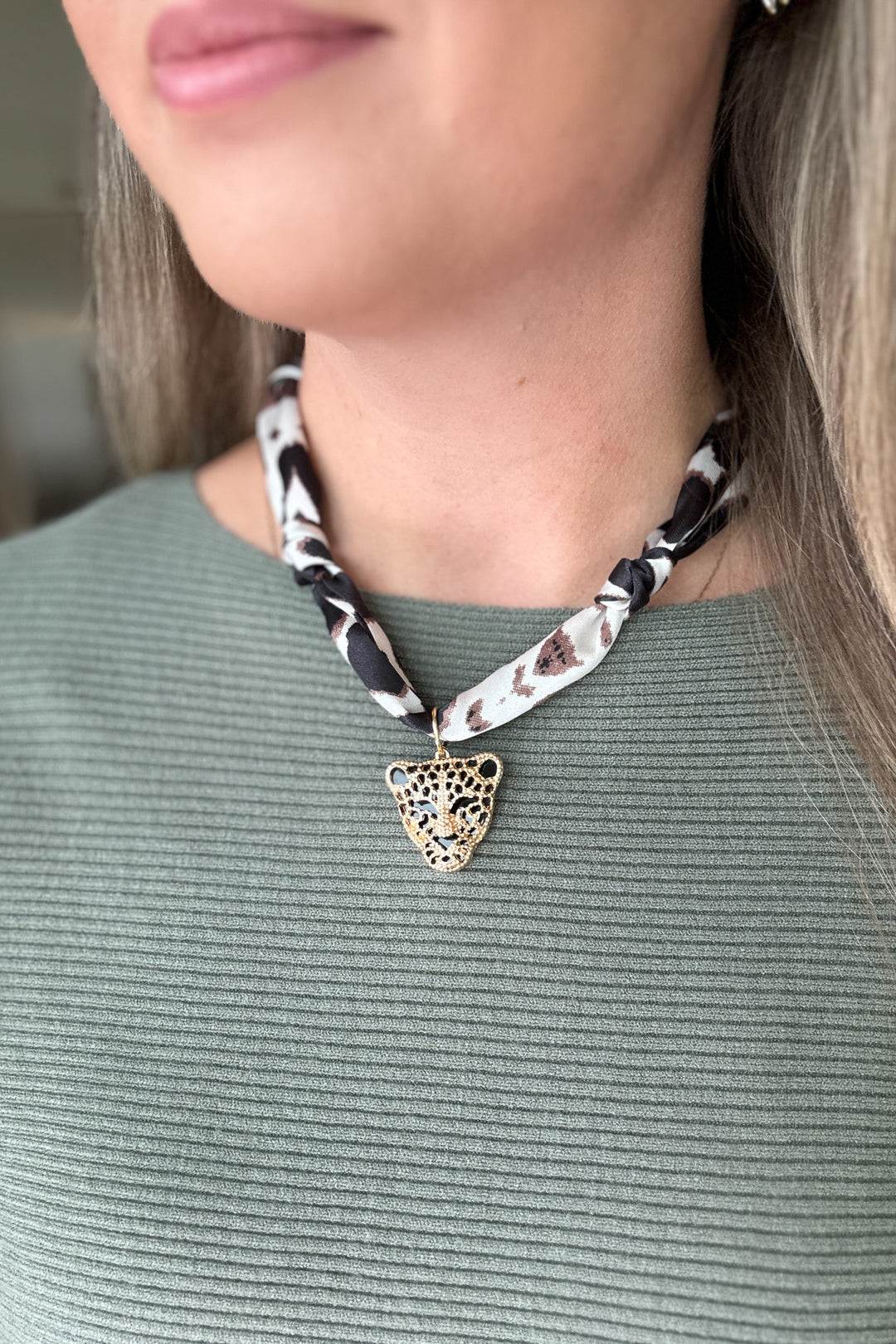 Jaguar Pendant Scarf Tie Necklace