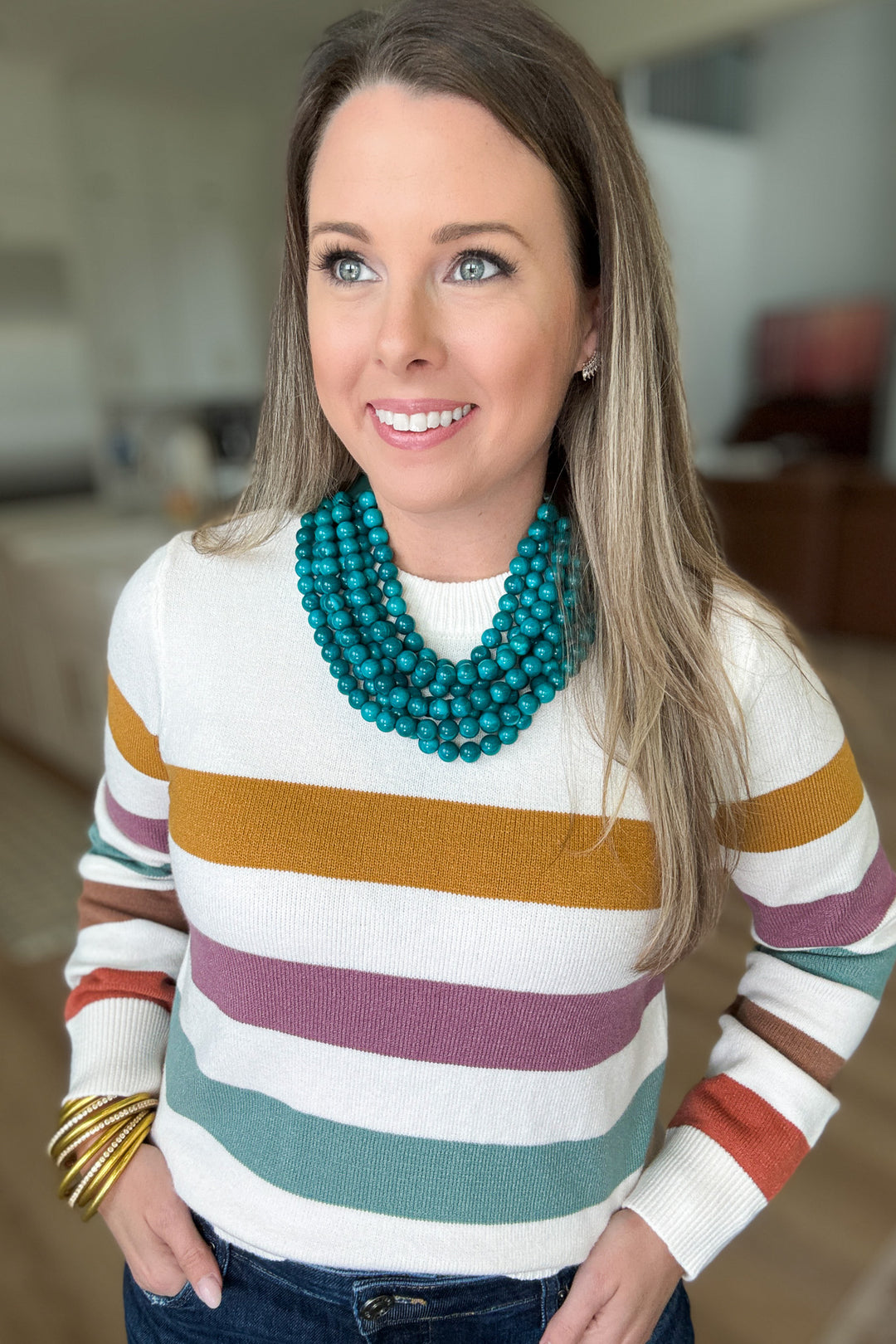 Teal Chic Beaded Magnetic Necklace