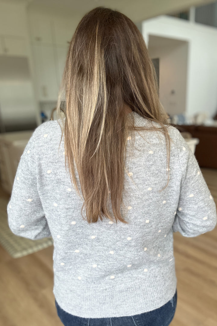 Take Me There Polka Dot Sweater - Heather Gray