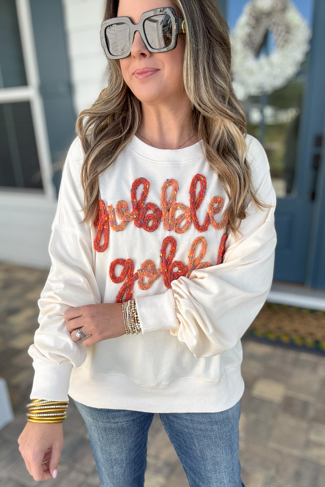 Gobble Gobble Oversized Sweater - Cream
