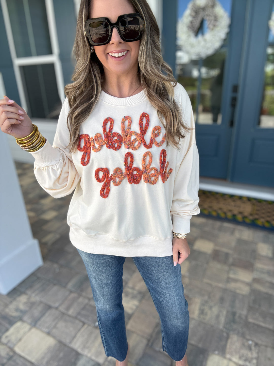 Gobble Gobble Oversized Sweater - Cream