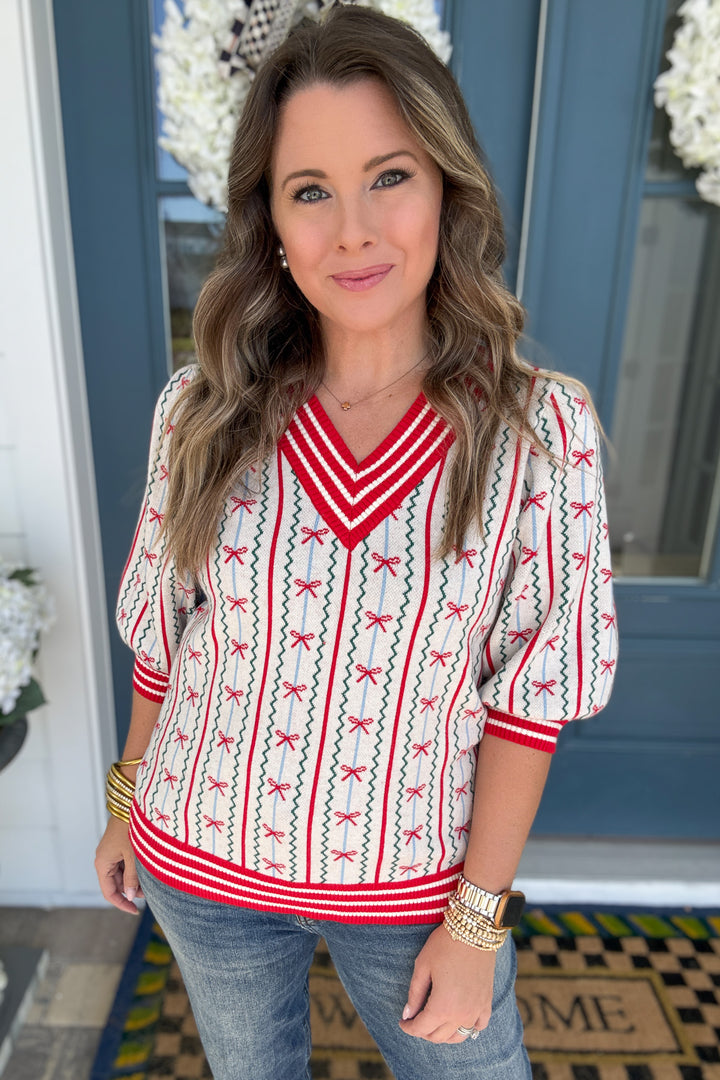 Faith Bow Sweater - Ivory