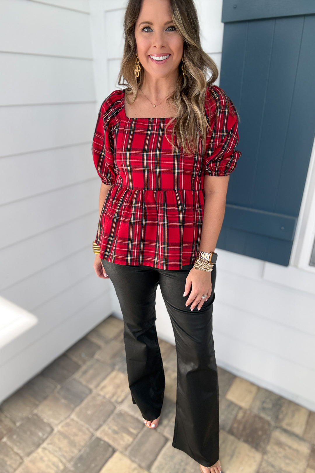 Isabel Top - Red Plaid