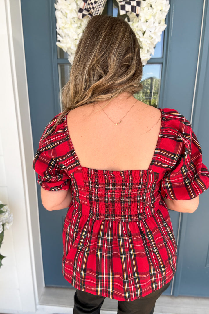 Isabel Top - Red Plaid