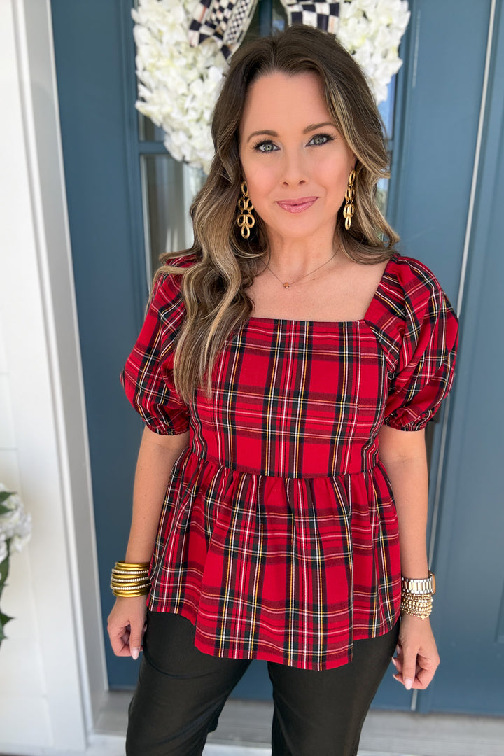 Isabel Top - Red Plaid