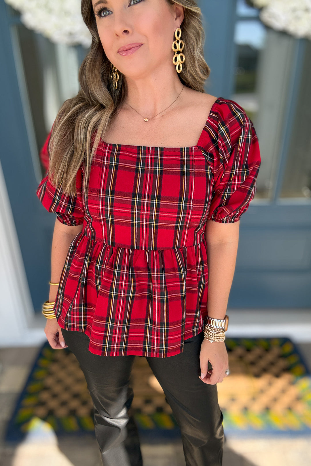 Isabel Top - Red Plaid