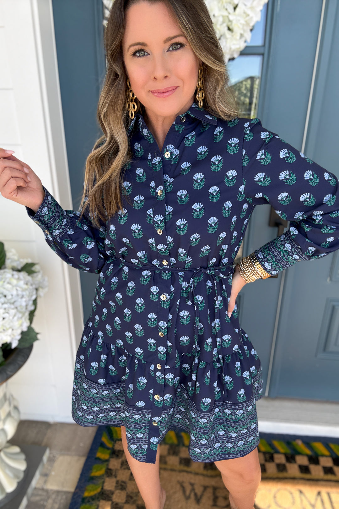 Mary Square: Maya Dress Floral Foulard Blue