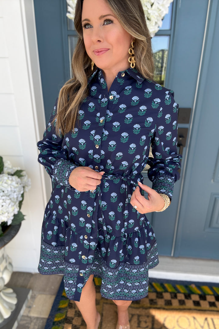 Mary Square: Maya Dress Floral Foulard Blue