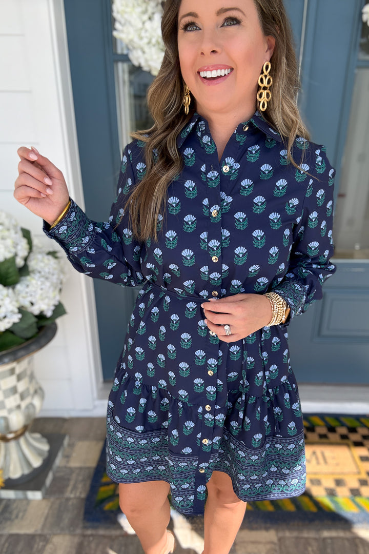 Mary Square: Maya Dress Floral Foulard Blue