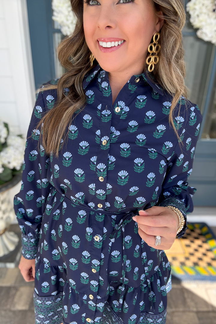 Mary Square: Maya Dress Floral Foulard Blue