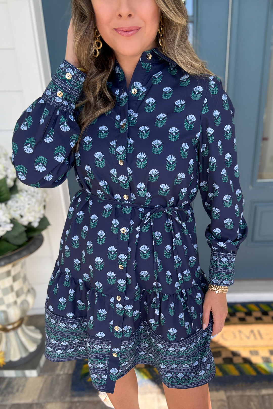 Mary Square: Maya Dress Floral Foulard Blue