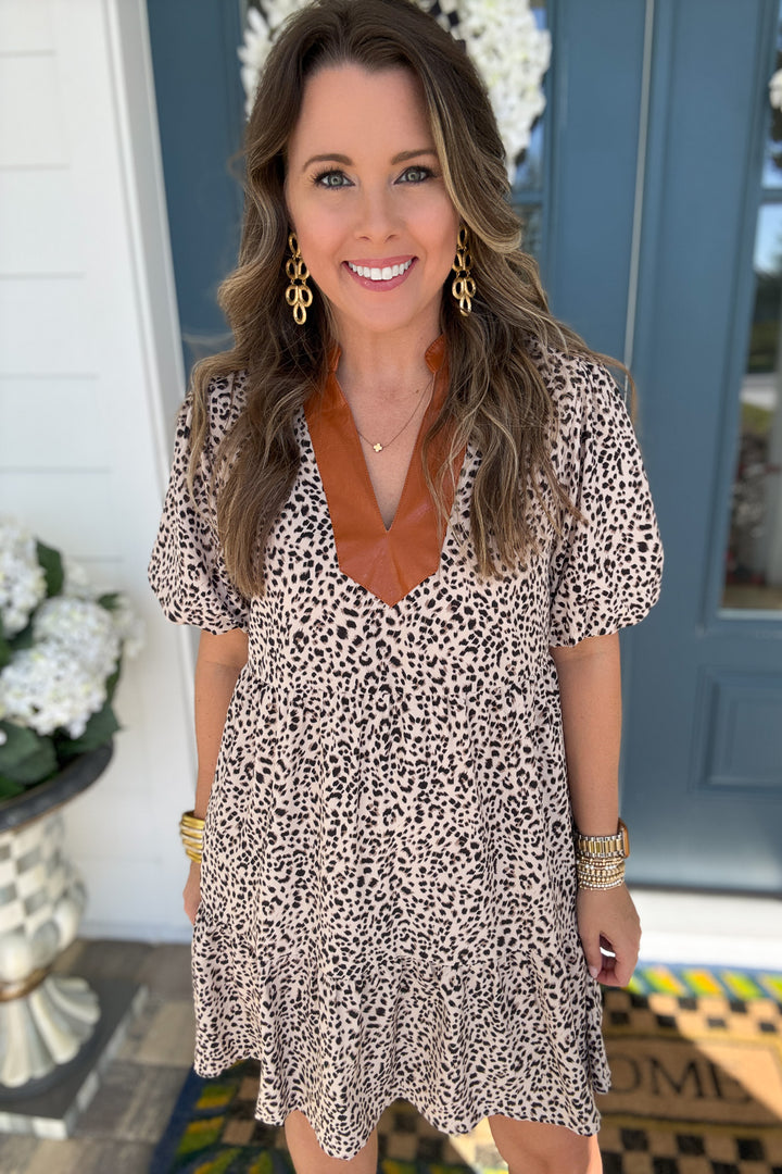 THML:  Faux Leather Leopard Dress