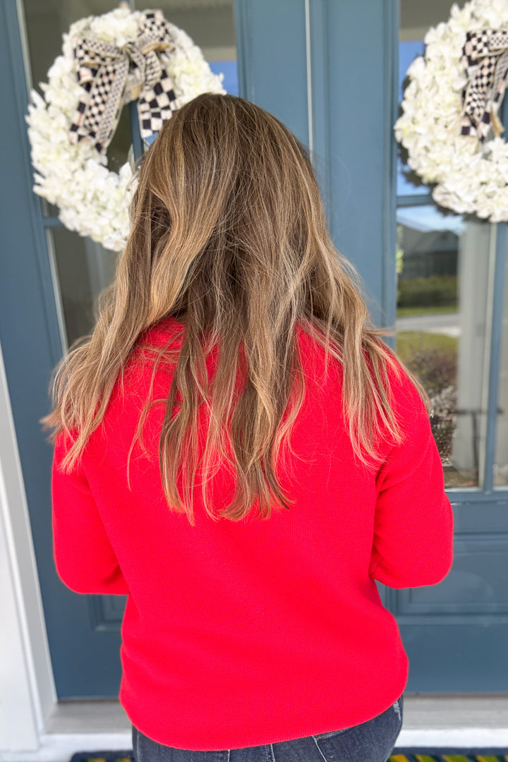 Merry Tinsel Sweater: Fiery Red