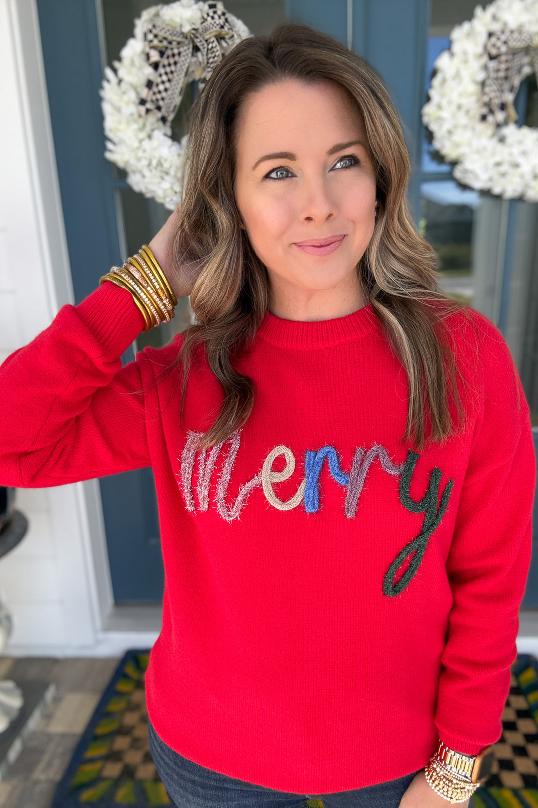 Merry Tinsel Sweater: Fiery Red