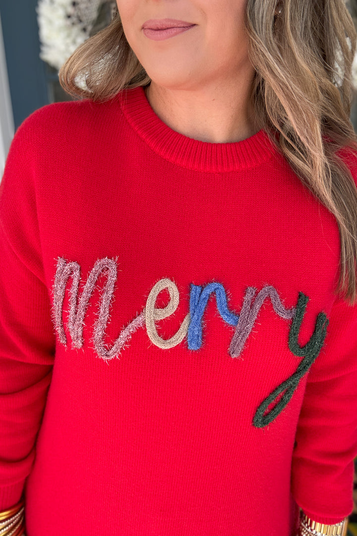 Merry Tinsel Sweater: Fiery Red