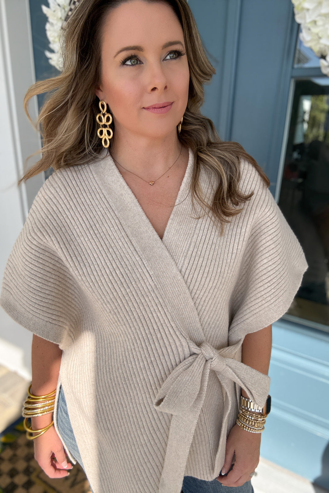 THML: Champagne Kisses Wrap Sweater Top