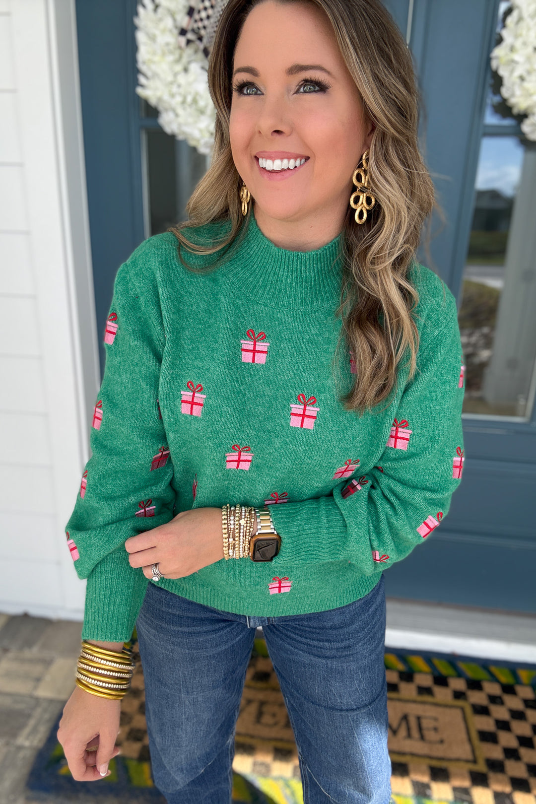 Holiday Cheer Gift Sweater - Kelly Green