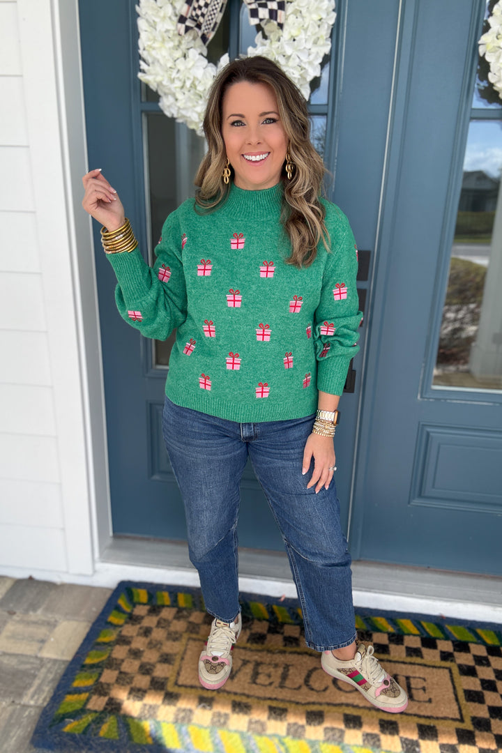 Holiday Cheer Gift Sweater - Kelly Green