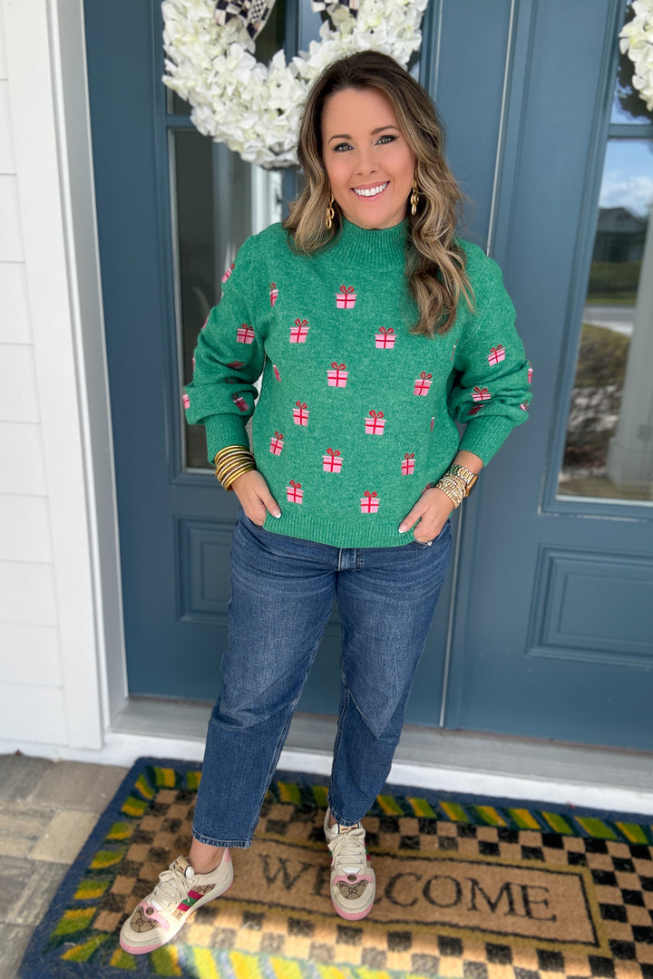 Holiday Cheer Gift Sweater - Kelly Green