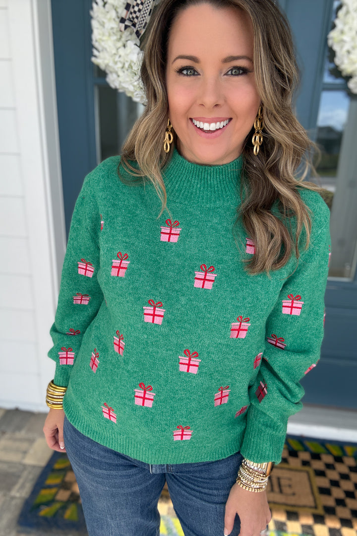 Holiday Cheer Gift Sweater - Kelly Green