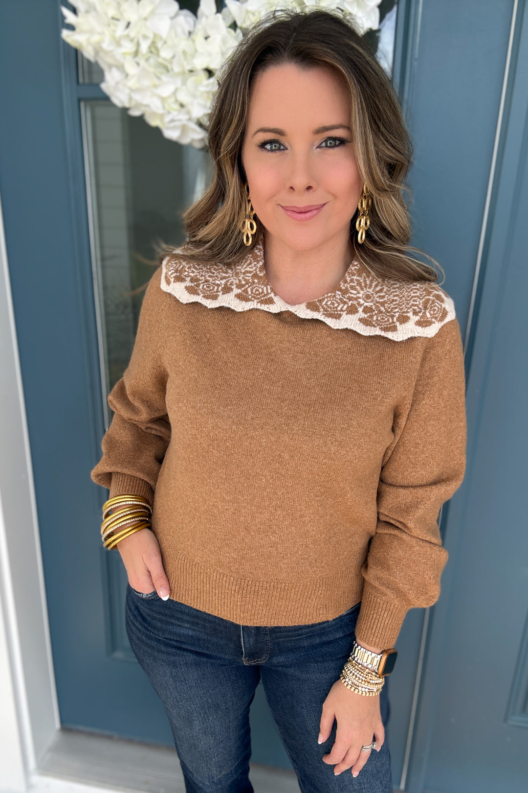 THML: Butterscotch Lace Collar Sweater