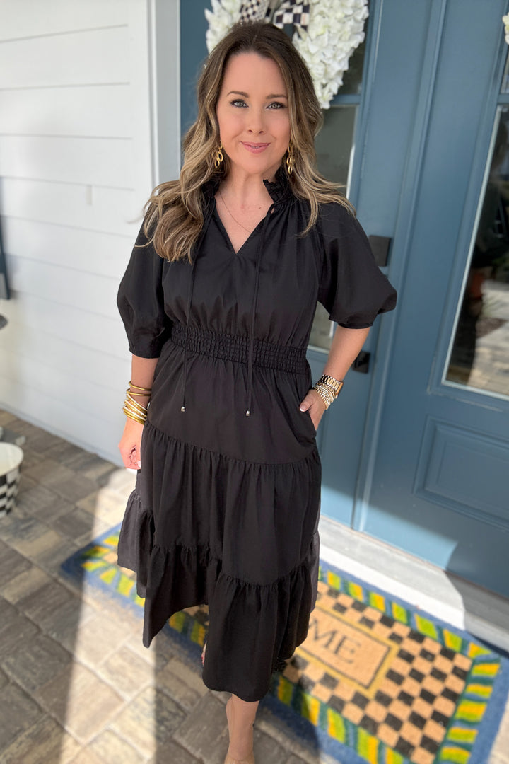 Joyful Midi Dress - Black - B Social Boutique